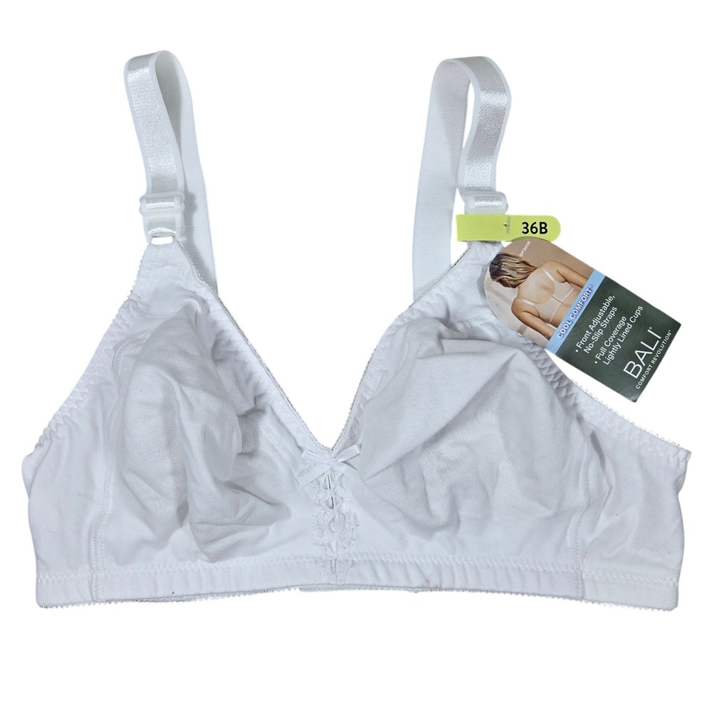 Bali‎ Comfort White Double Support Cotton Wireless Bra 36B 3036 Full Coverage